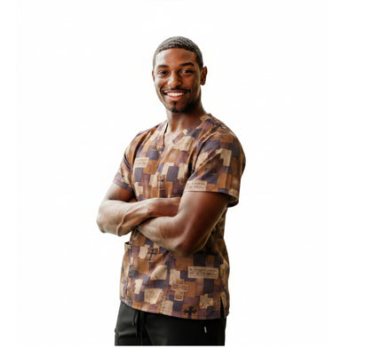 Christian Inspirational Scrub Top with 3 Pockets - Be Strong