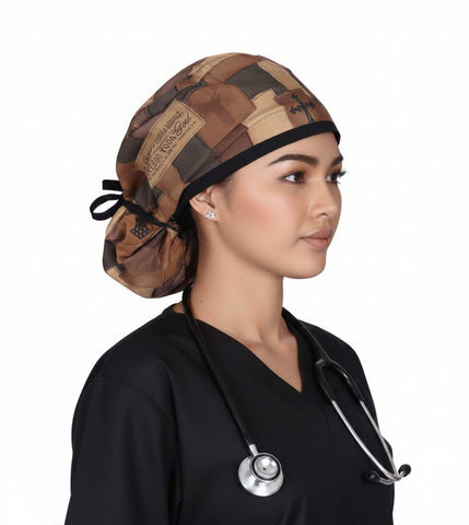 Inspirational Words Ponytail Scrub Caps—Be Strong
