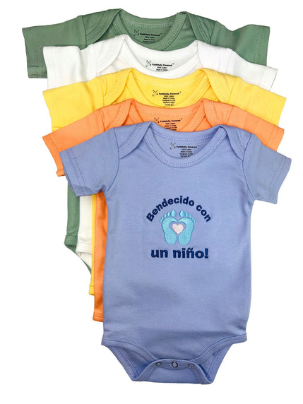 Mameluco de manga corta bordado - Bendecido con un niño