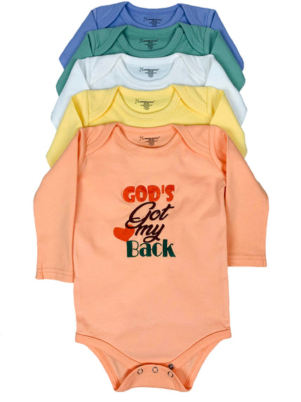Embroidered Long Sleeve Onesie - God's Got My Back