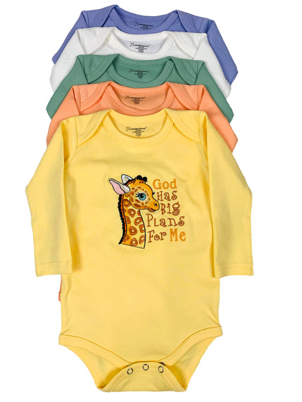 Embroidered Long Sleeve Onesie - God's Plans For Me