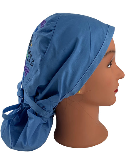 Embroidered Ponytail Scrub Cap - Goodness and Mercy
