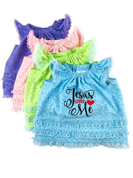 Embroidered Baby Summer Dress with Panty - Jesus Loves Me