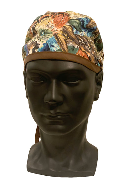 Feathers/Orange Reversible Scrub Cap