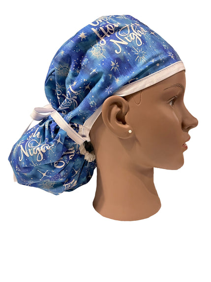 Christmas Ponytail Scrub Caps—Oh Holy Night