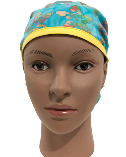 Rainbow Floral Ponytail Scrub Cap