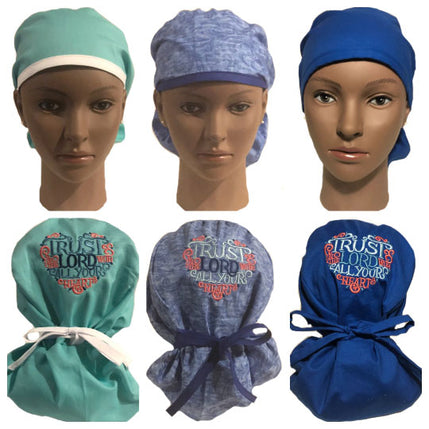 Ponytail Scrub Caps - Trust in the Lord