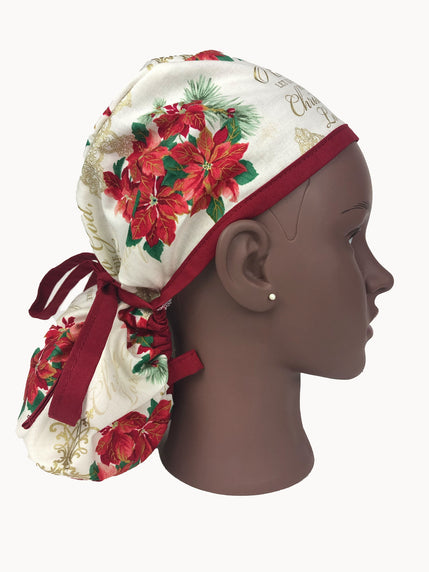 Christmas Ponytail Scrub Caps—Christ the Lord
