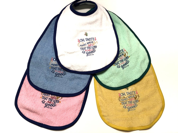 Embroidered Inspirational Bibs—Taste and See